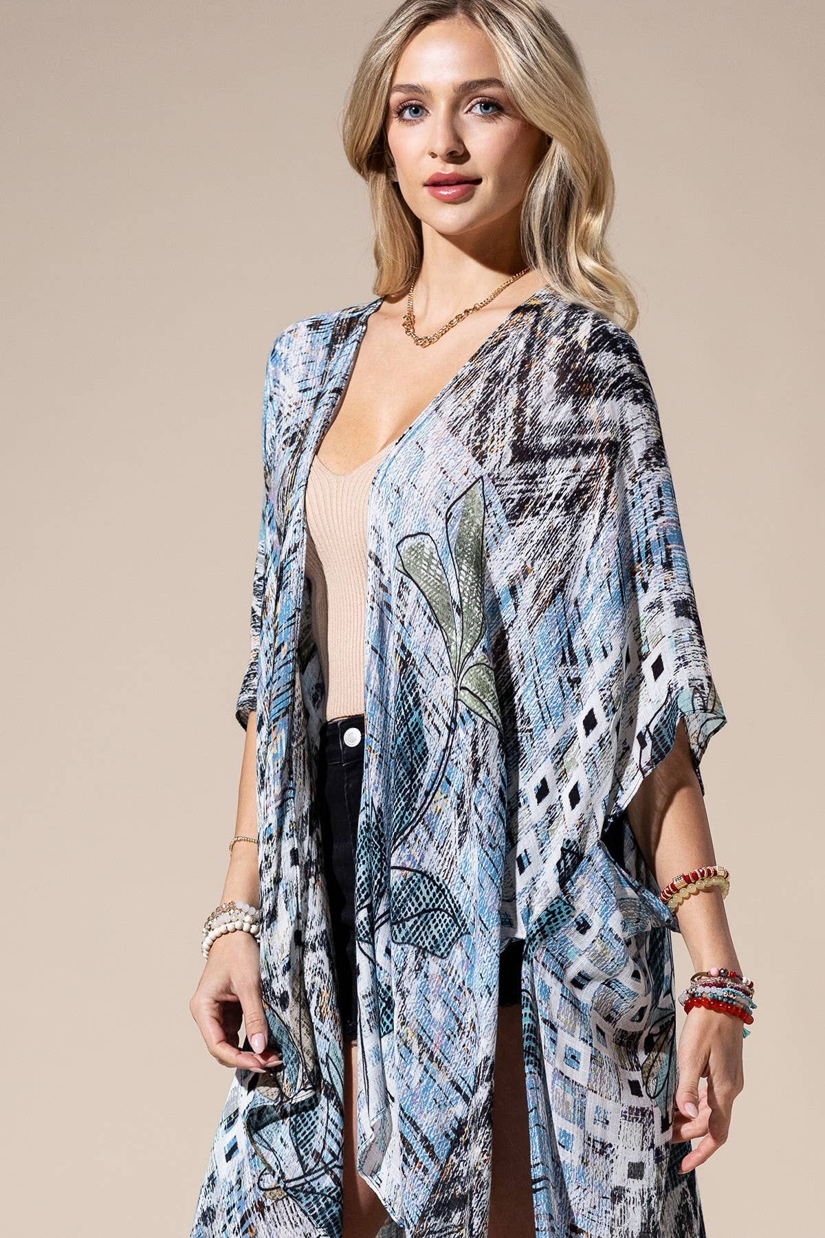 Floral Abstract Multi Kimono by Urbanista