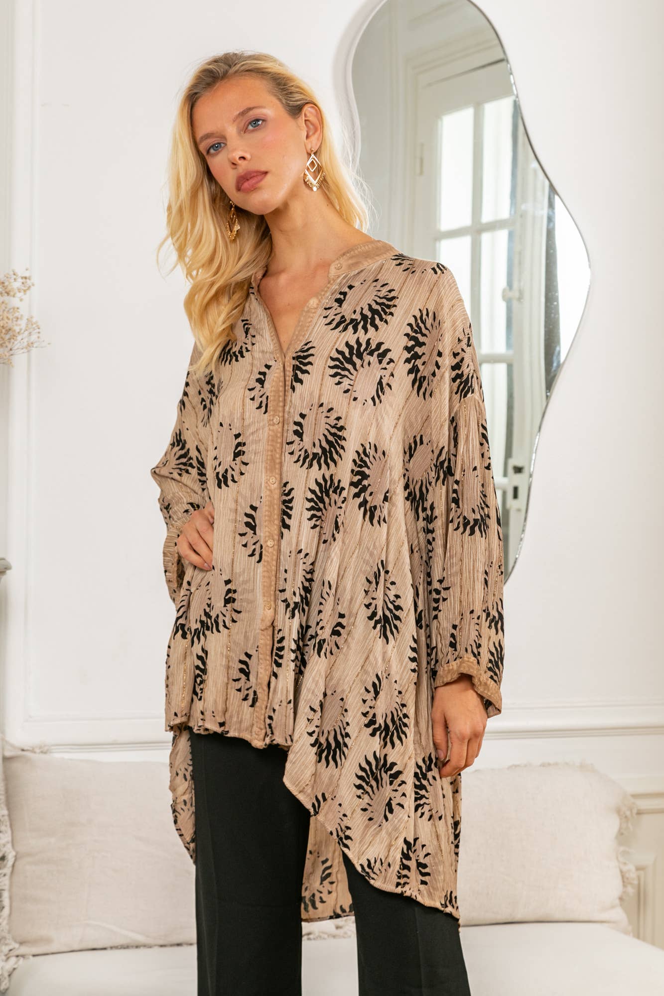 Nadine Lurex Printed Shirt by last queen