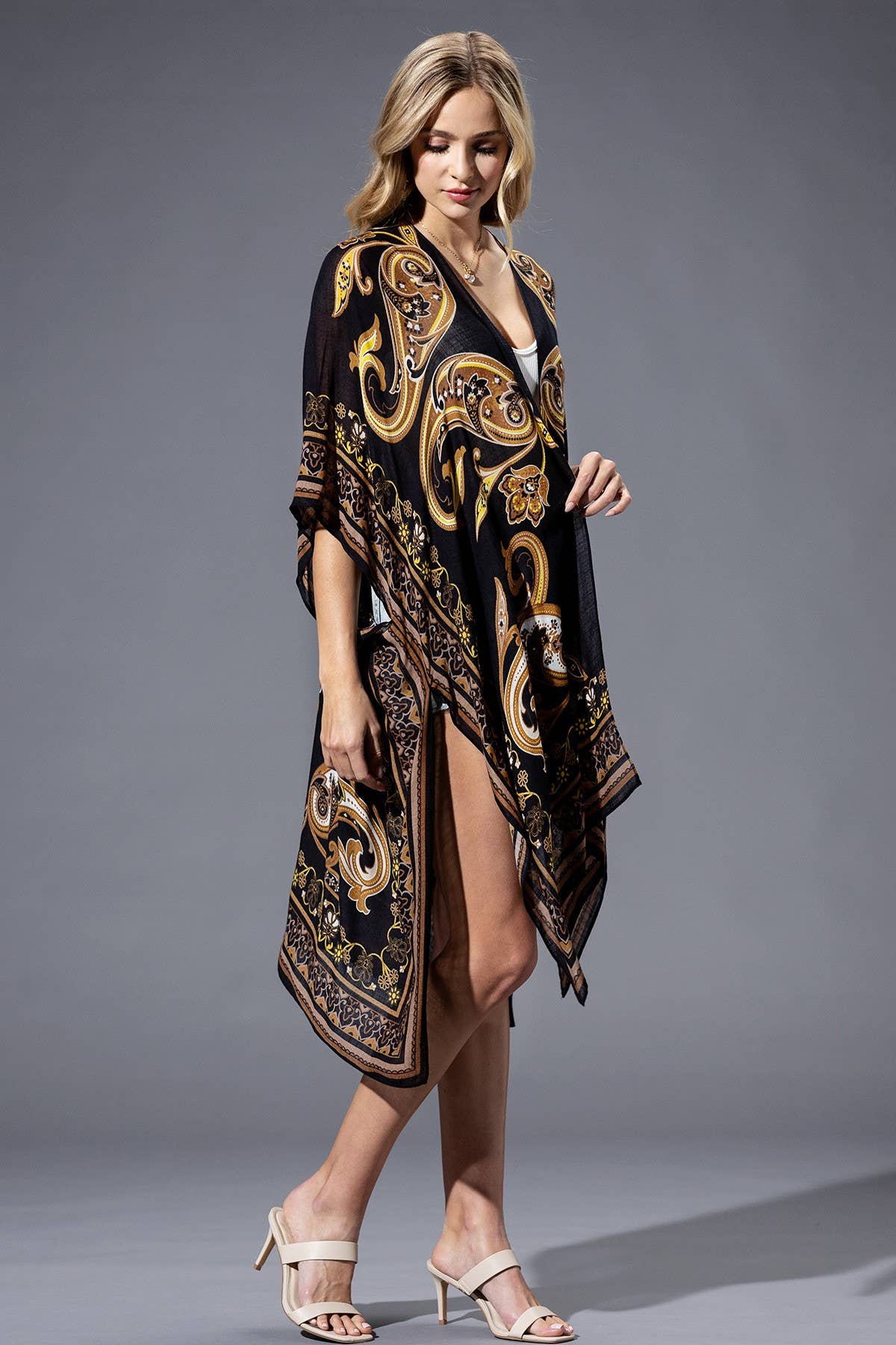 Mandala Print Brown Yellow Multi Kimono by Urbanista
