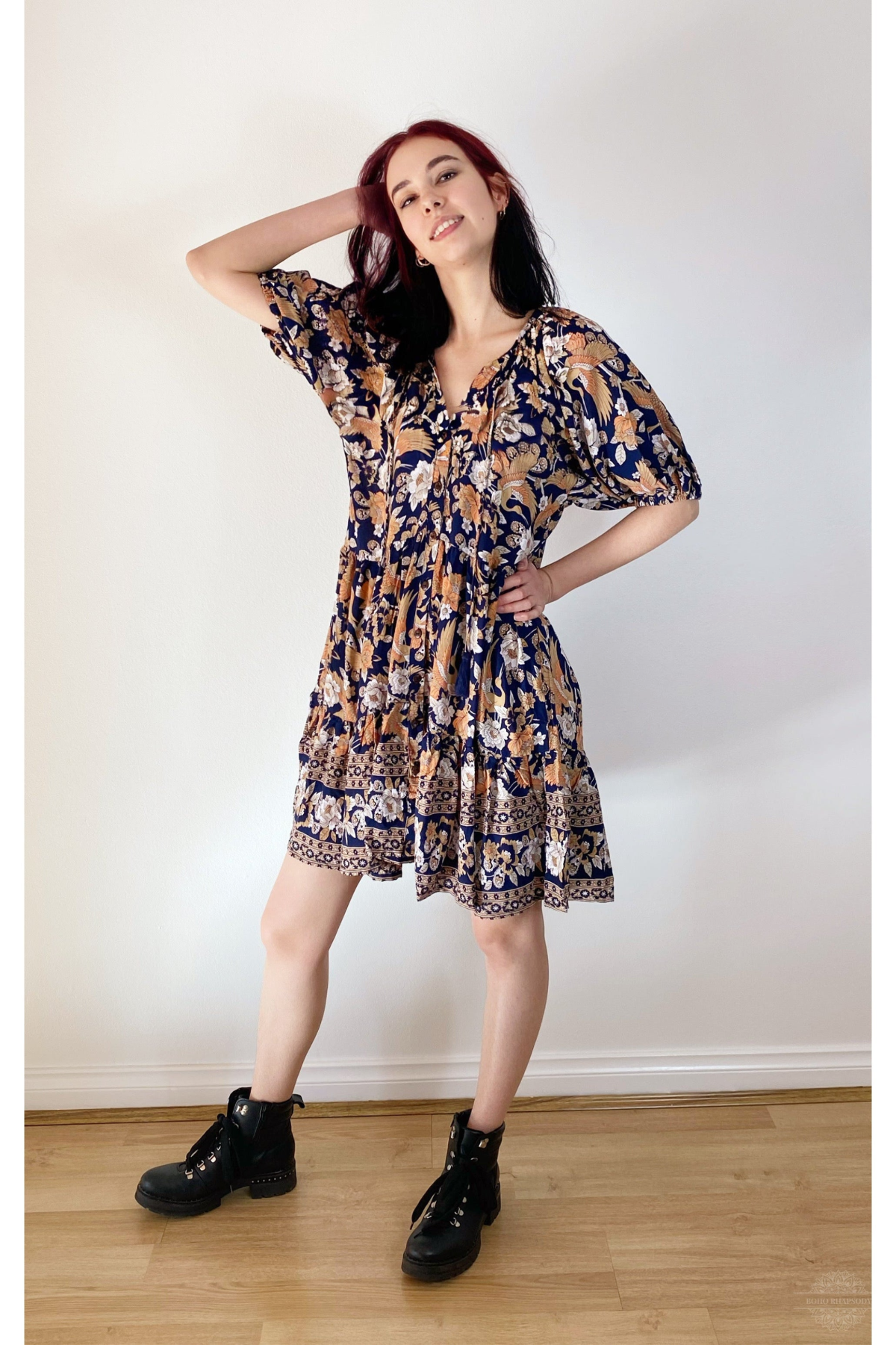 Carly Babydoll Dress - Navy Songbird - @Saucy Ladies