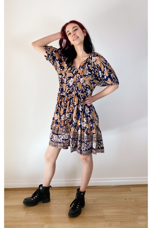 Carly Babydoll Dress - Navy Songbird by Boho Rhapsody