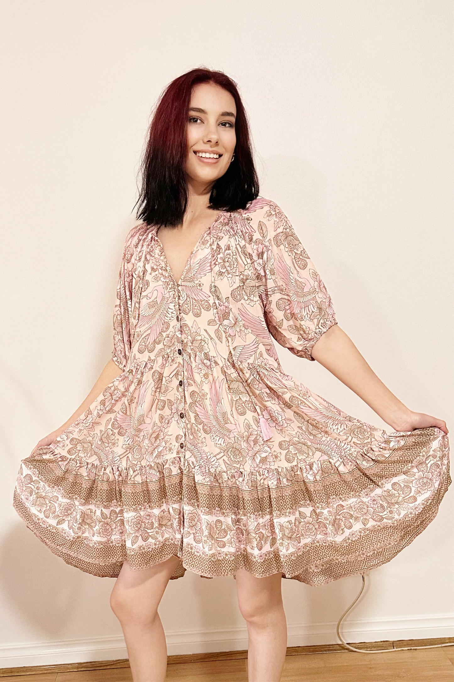 Carly Babydoll Dress - Pink Songbird - @Saucy Ladies