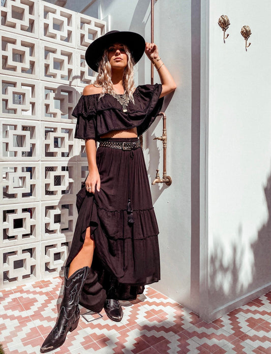 Cabo Boho Blouse - Noir by Tanah Folk