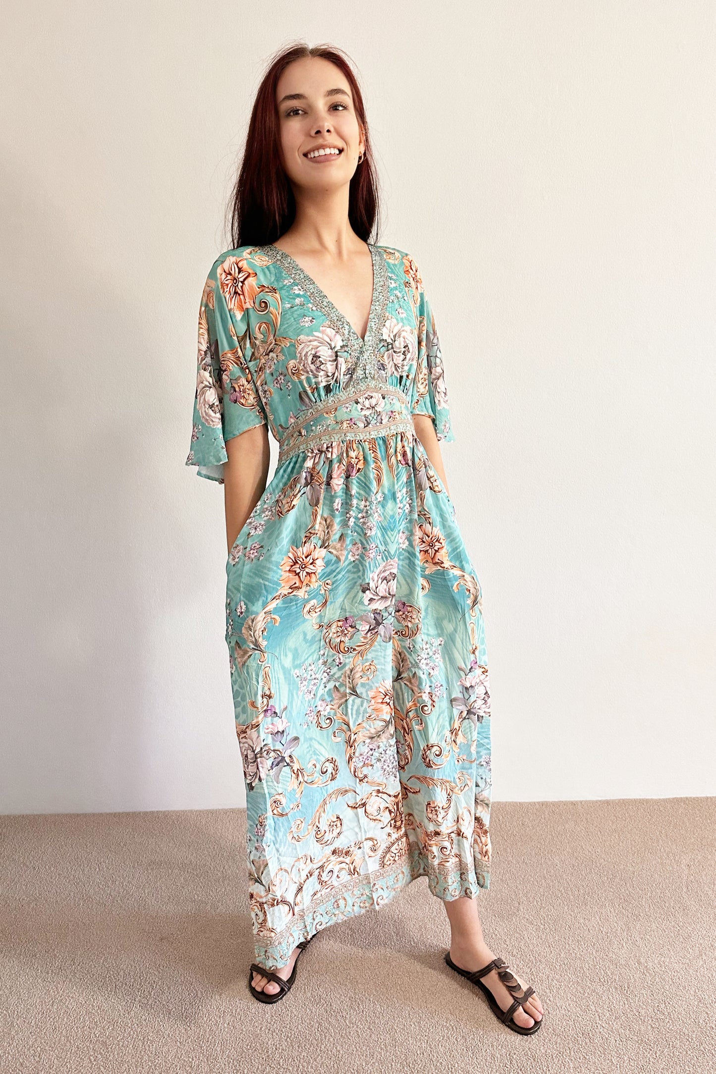 Celia Embellished V Neck Dress