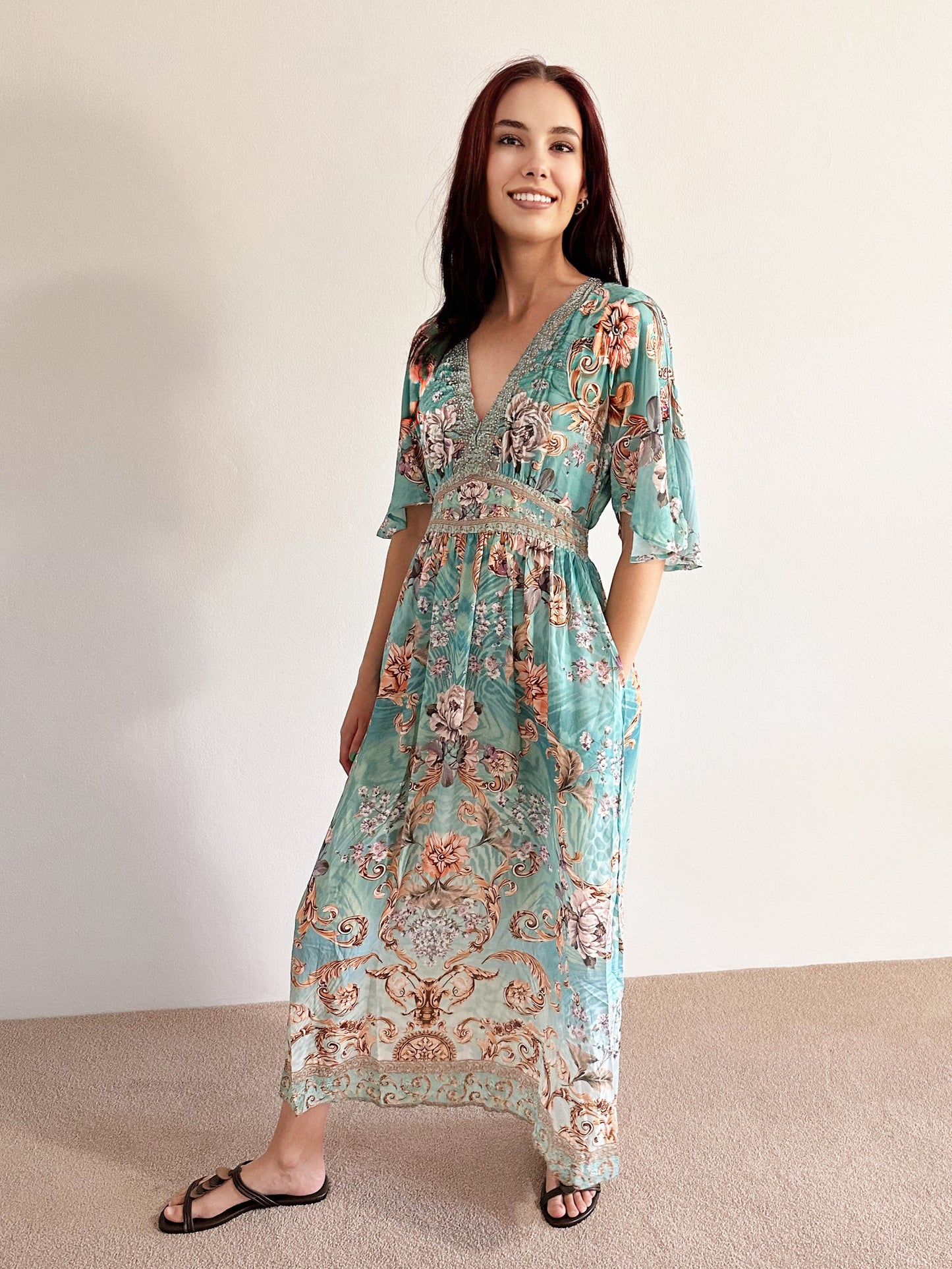 Celia Embellished V Neck Dress