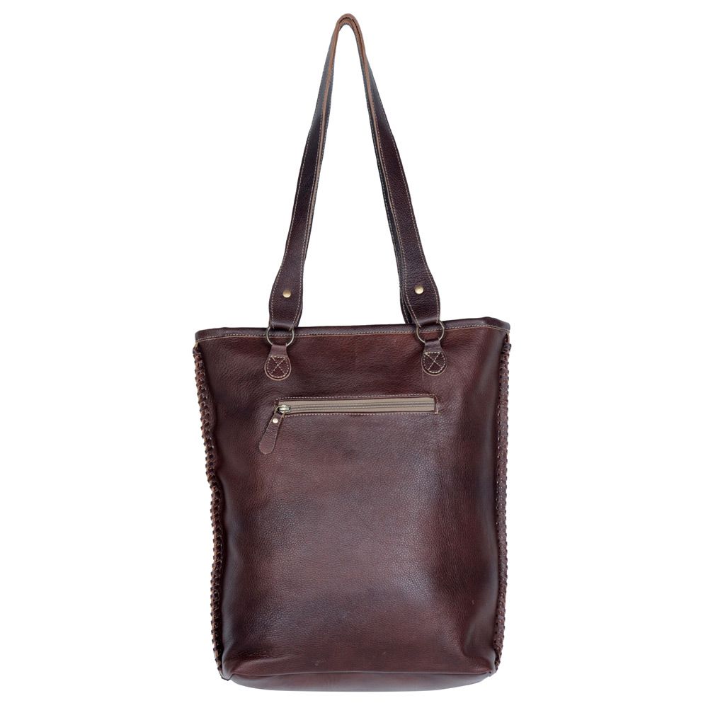 Dakota Hand-Tooled Hide Tote Brown by Boho Rhapsody