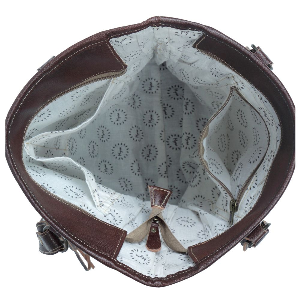 Dakota Hand-Tooled Hide Tote Brown by Boho Rhapsody