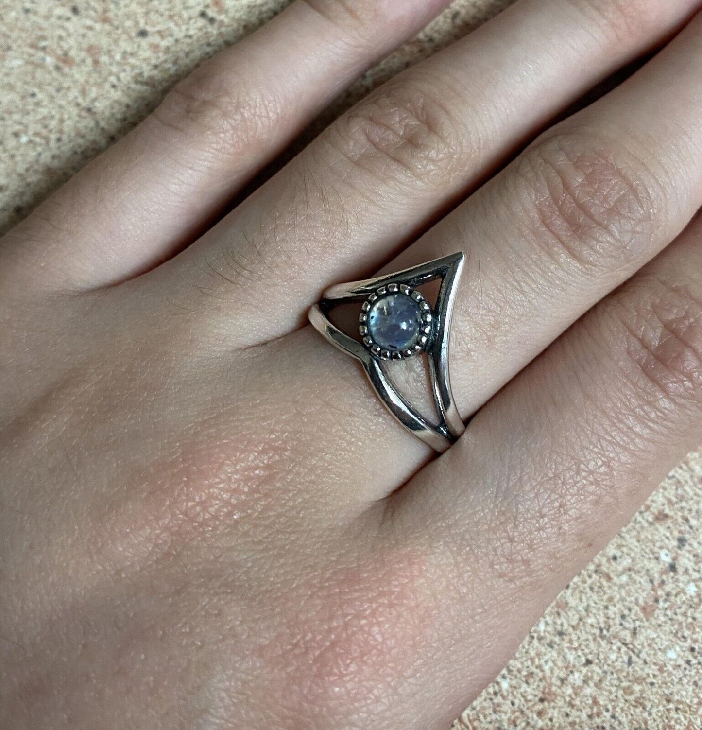 Sterling Silver Chevron Amethyst Ring by Boho Rhapsody