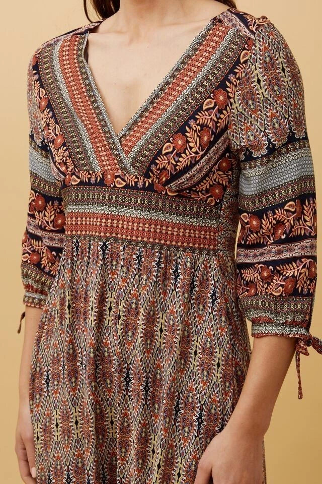 Venus Floral Boho Maxi Dress - Rust