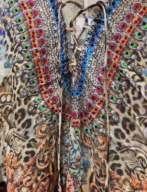 Leopard Queen Animal Print Short Beach Kaftan