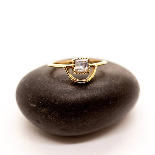 Brass Moonstone Loop Ring