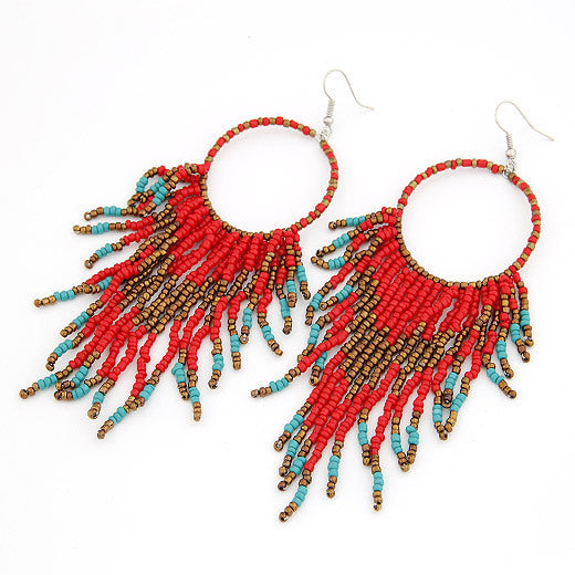 Seed Bead Fringe Earrings