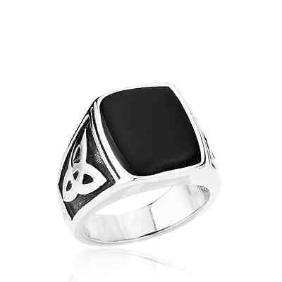 ⚫ Black Onyx & Celtic Stainless Steel Ring