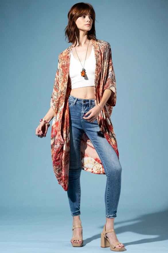 Antique Earth Tie-Dye Kimono