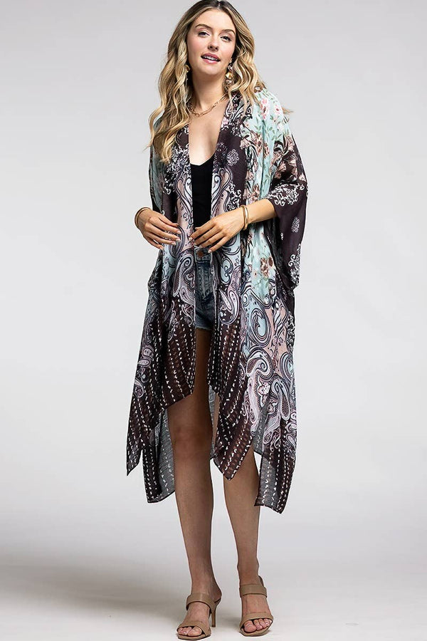Mint Chocolate Boho Kimono – Floral & Mandala Print | Boho Rhapsody ...