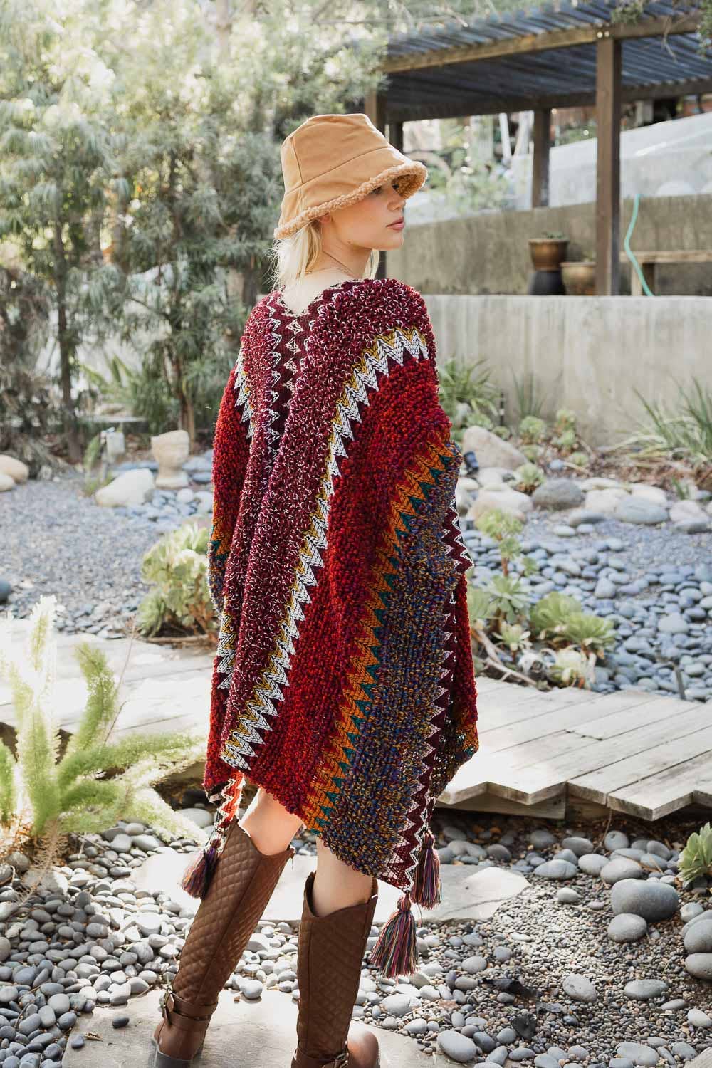 Santa Fe Crochet Patterned Ruana 