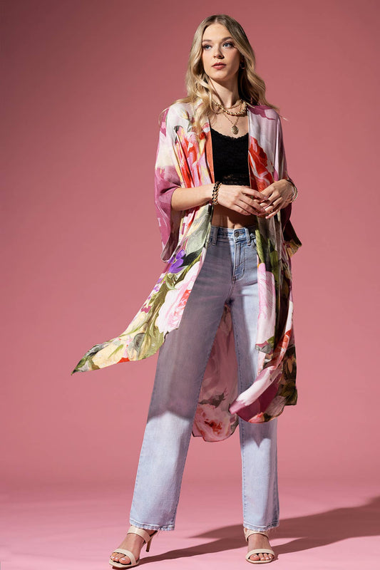 Chateau Rose Print Kimono