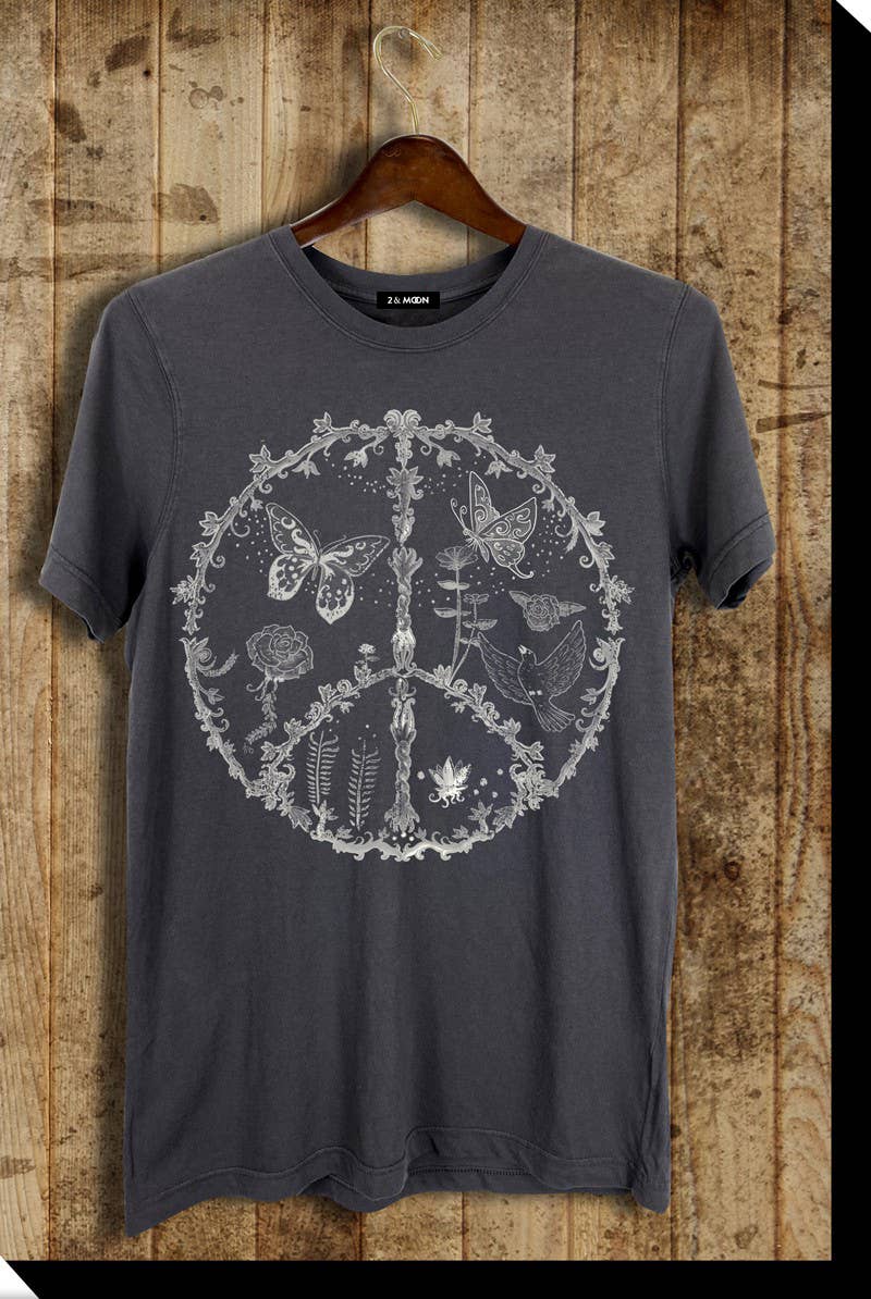 Peace Graphic Tee - Charcoal by 2&moon