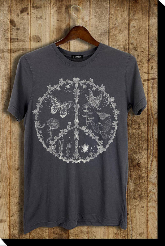 Peace Graphic Tee - Charcoal by 2&moon