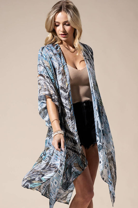 Floral Abstract Multi Kimono