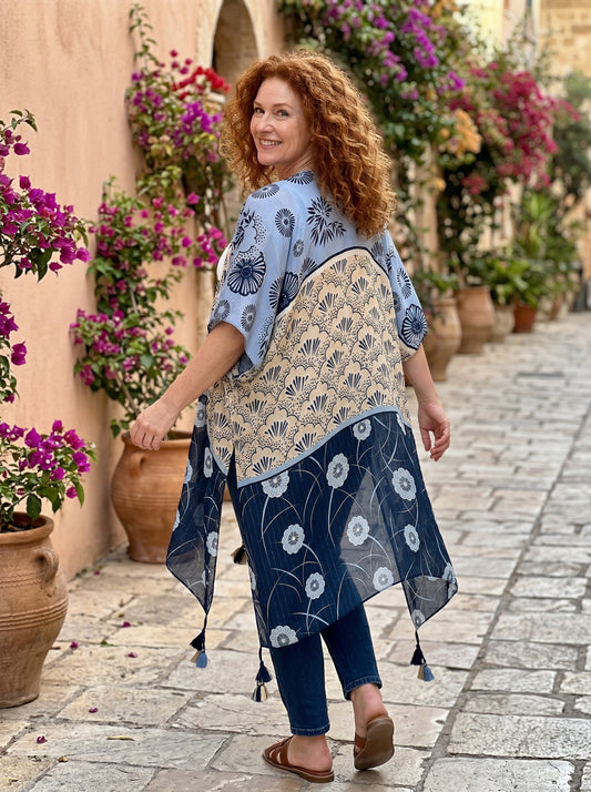 Coastal Tides Tassel Kimono
