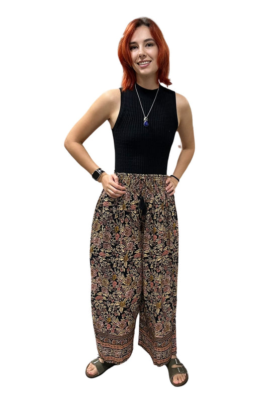 Vintage Rose Floral Print Pants