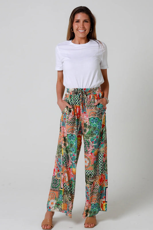 Bethany Wide-Leg Patchwork Boho Pants