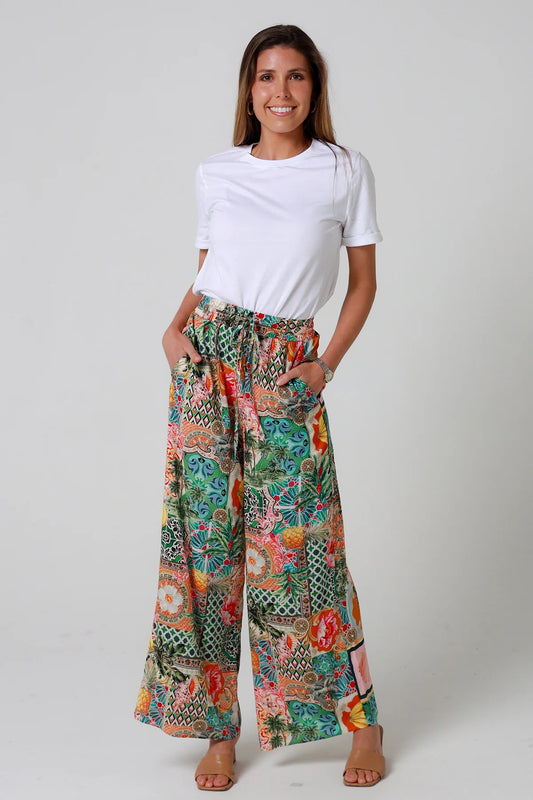 Bethany Wide-Leg Patchwork Boho Pants