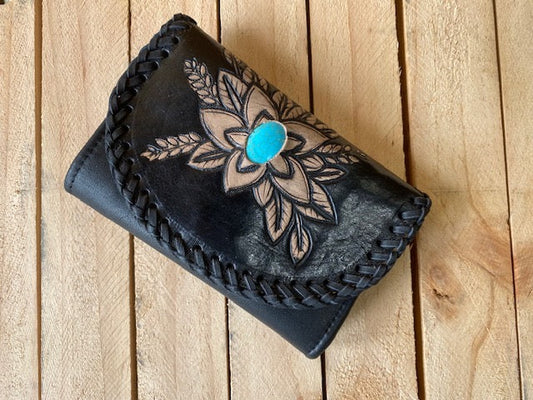 Hand Tooled Flower Wallet by Shoe Shu