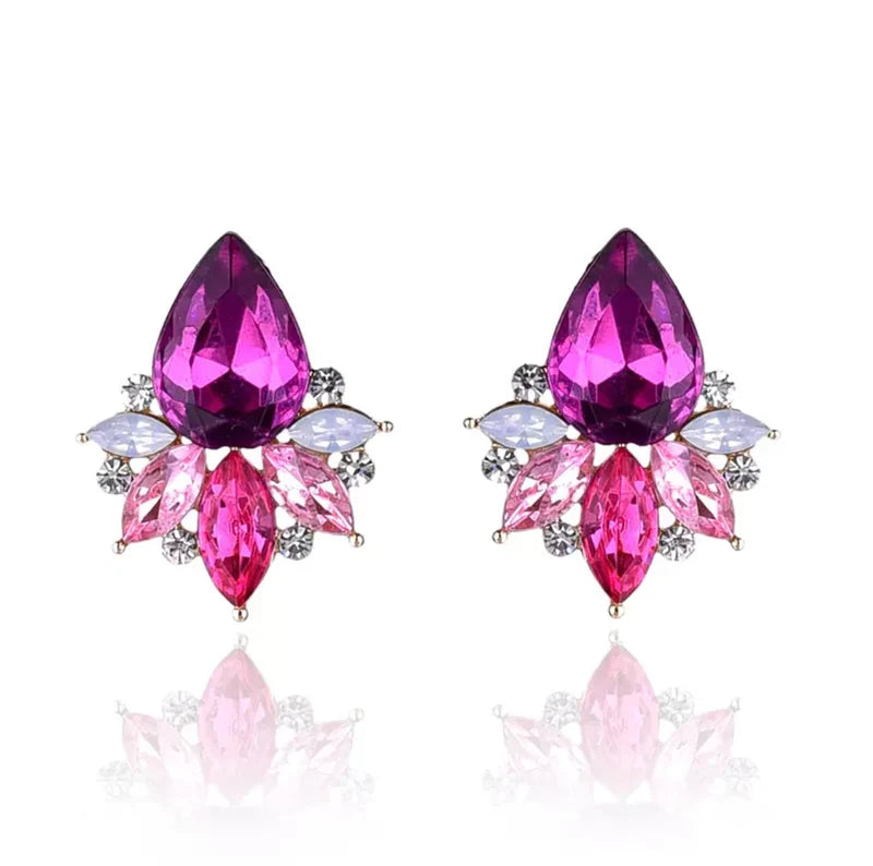 Aria Pink Crystal Stud Earrings
