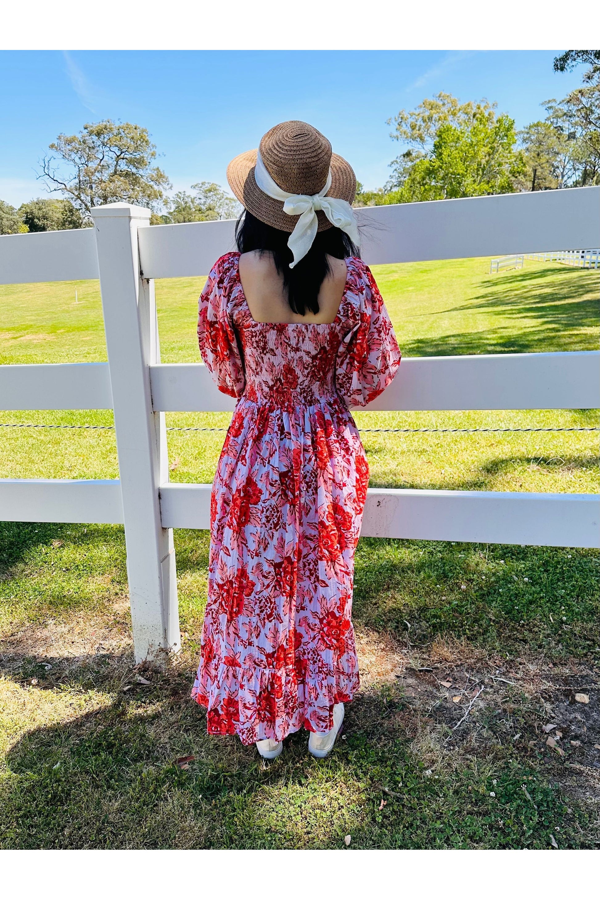 Tahitian Rose Shirred Maxi Dress - @Saucy Ladies