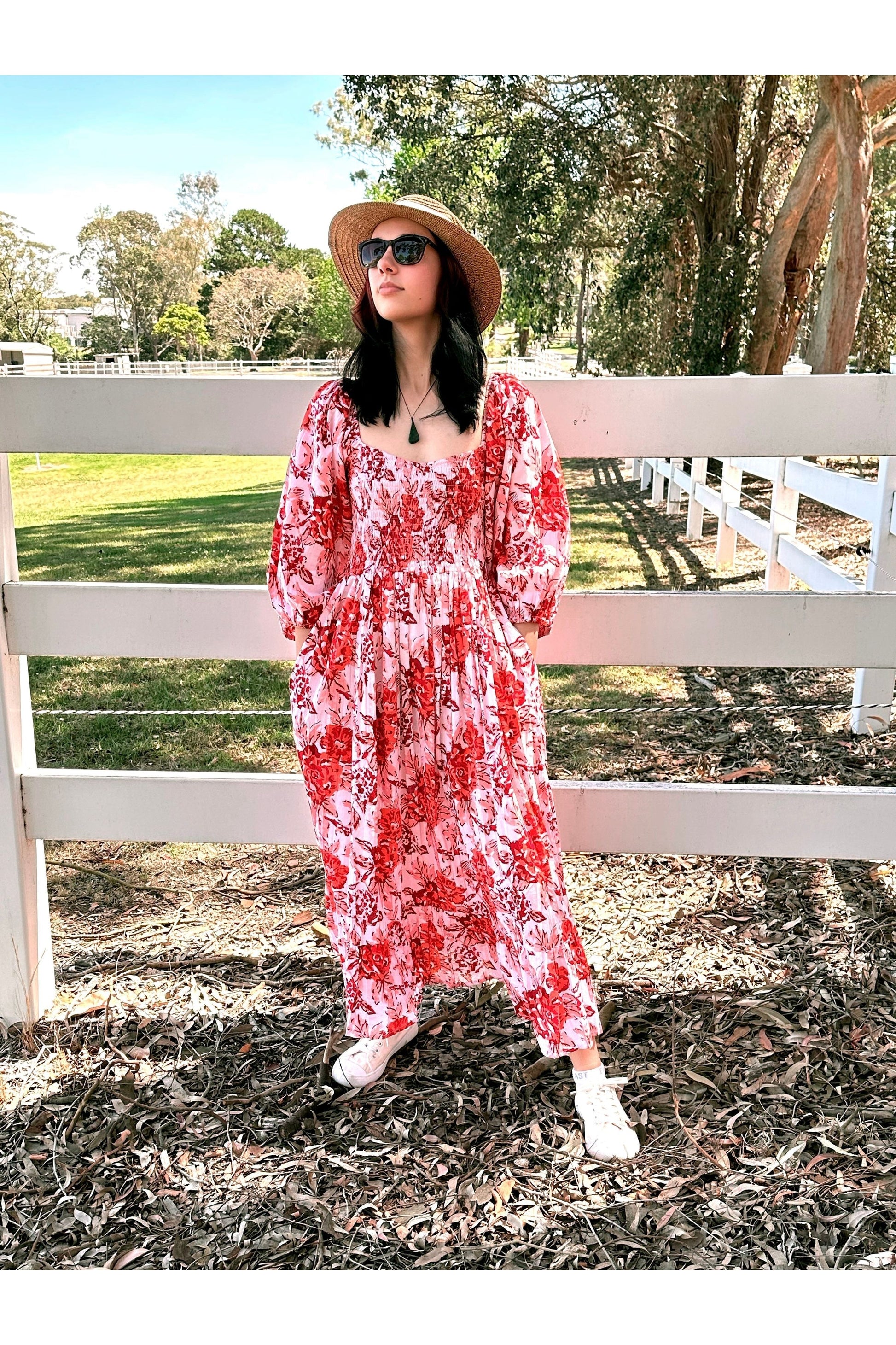 Tahitian Rose Shirred Maxi Dress - @Saucy Ladies