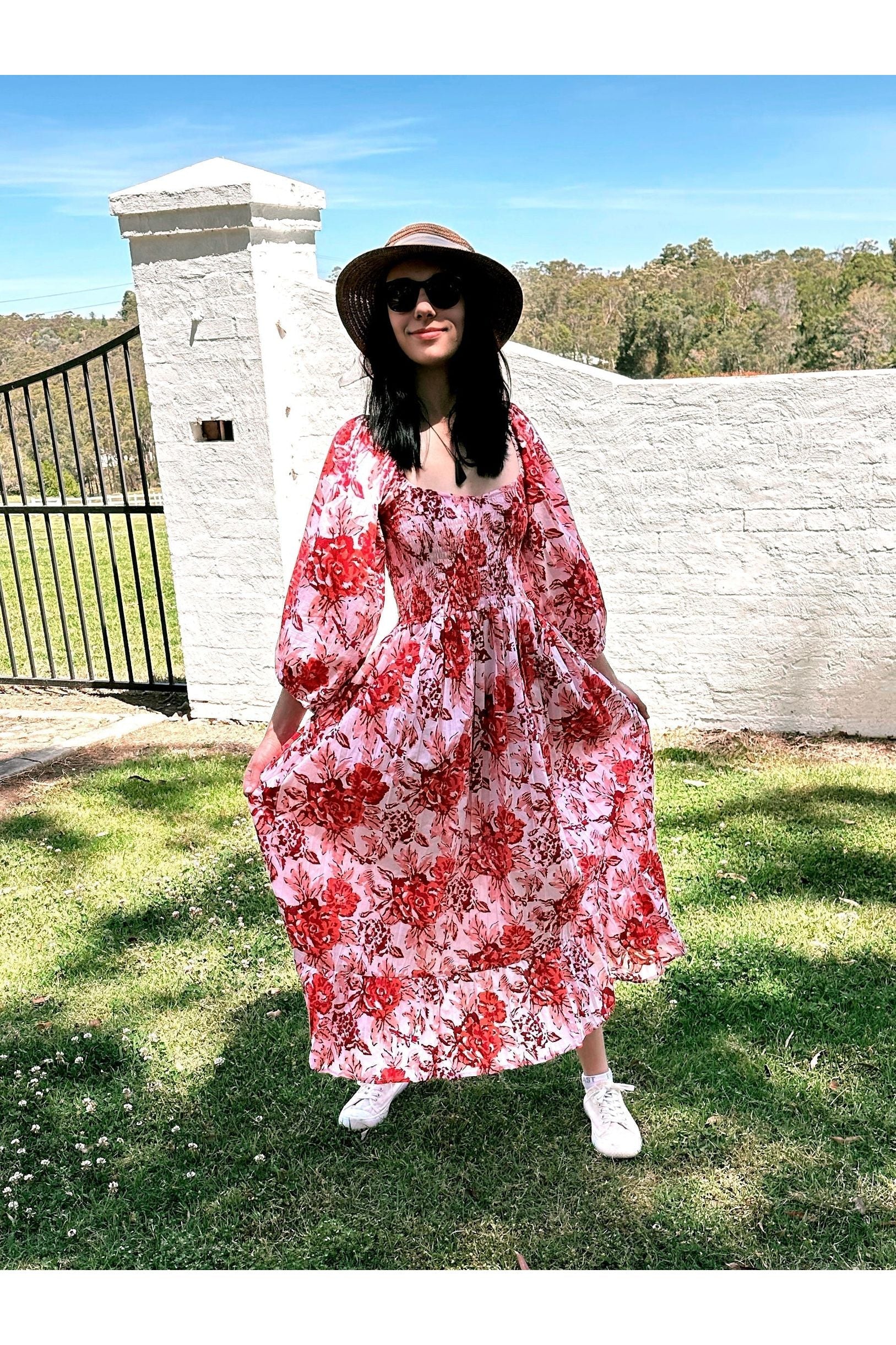 Tahitian Rose Shirred Maxi Dress - @Saucy Ladies