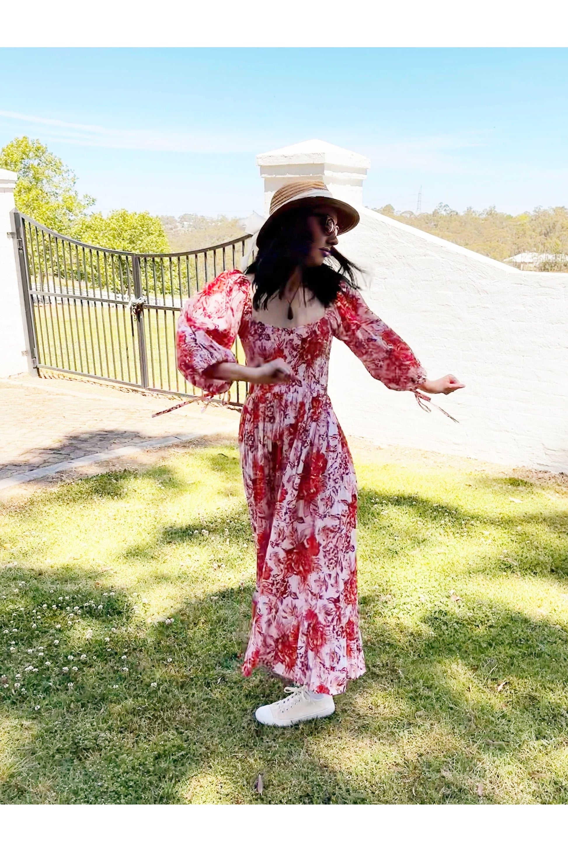 Tahitian Rose Shirred Maxi Dress - @Saucy Ladies