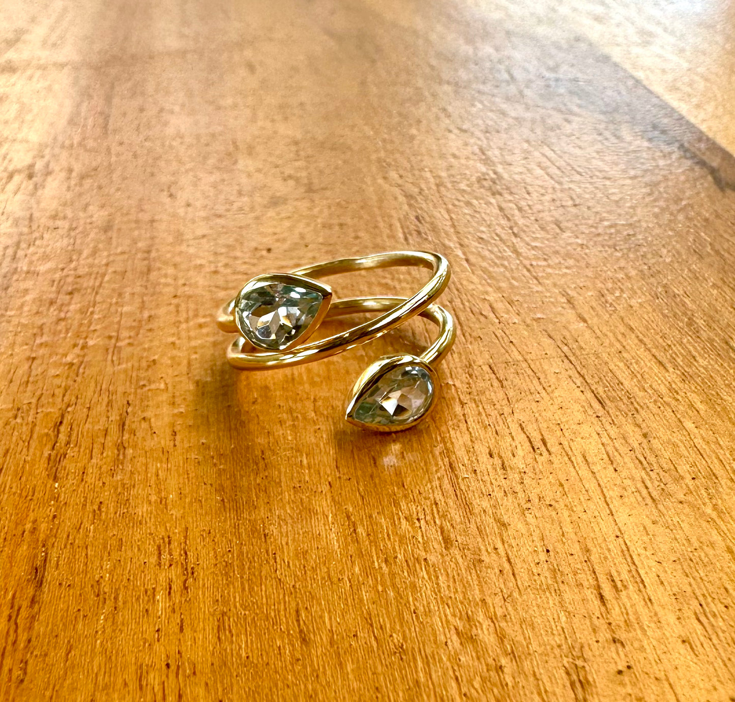 Gold-Plated Sterling Silver Blue Topaz Ring by Boho Rhapsody