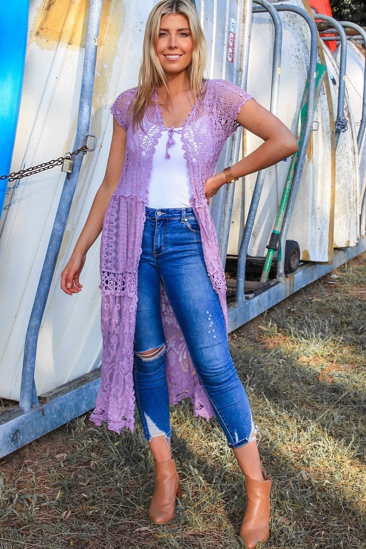 Freya Crocheted Longline Cardi by Dreamcatcher