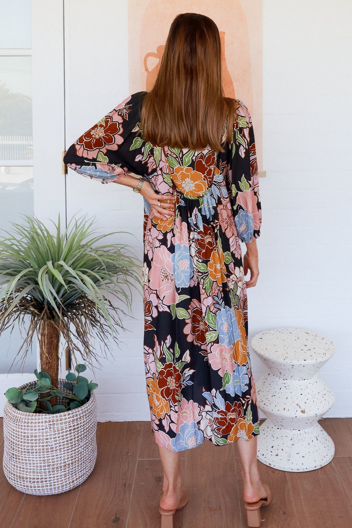 Anya V-neck Boho midi Dress