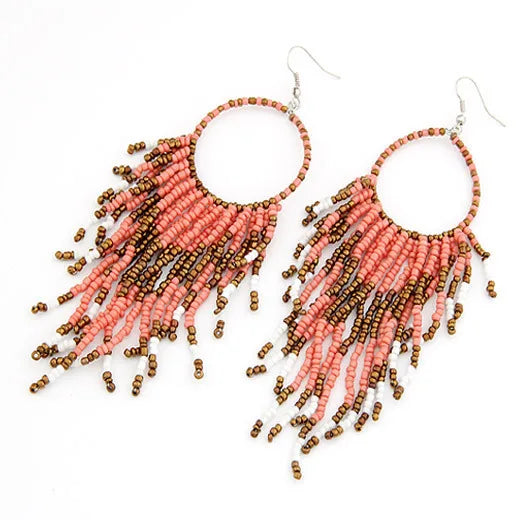 Seed Bead Fringe Earrings