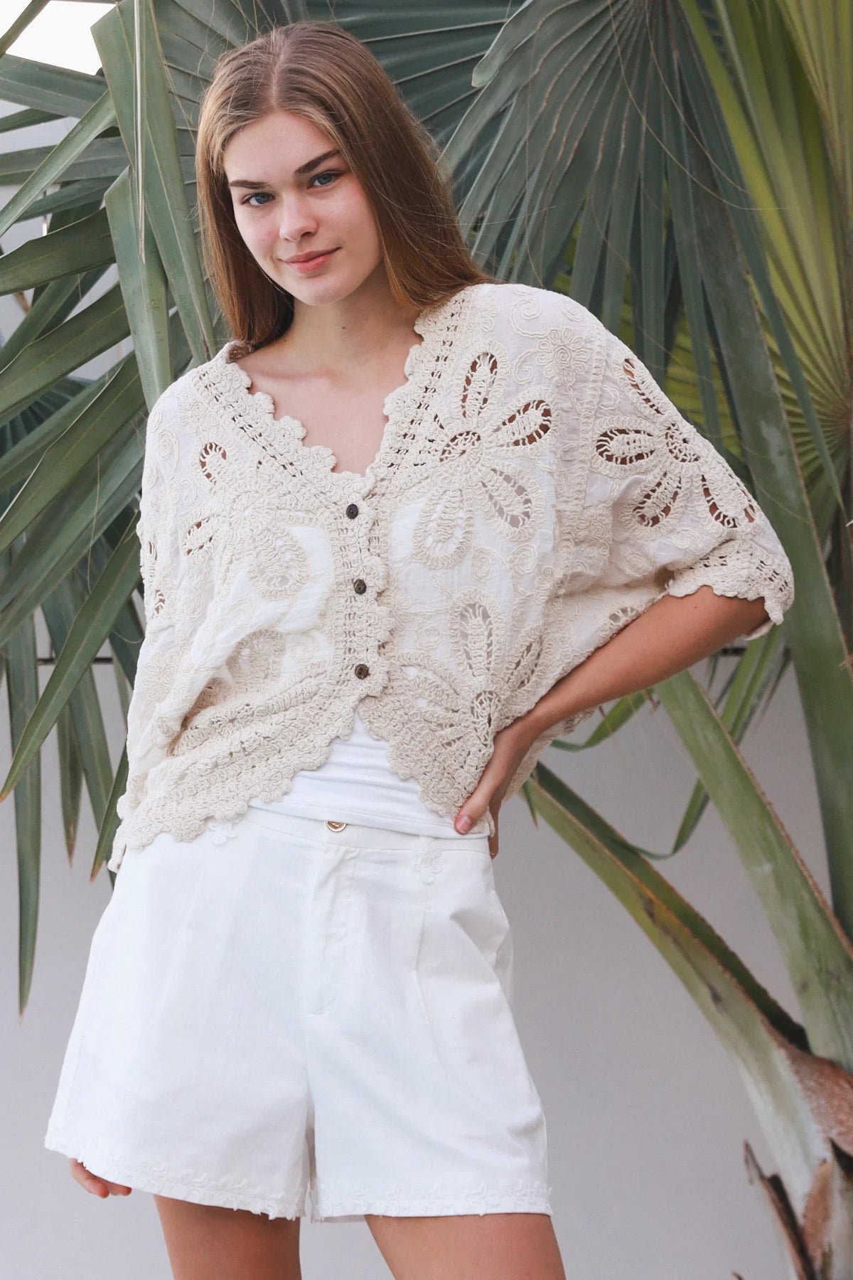 Daisy Crochet Button Top