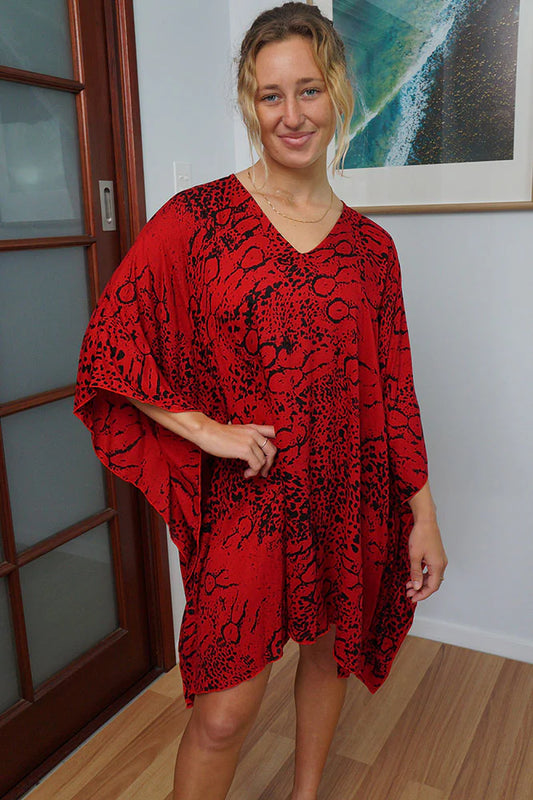 Festive Animal Print Kaftan Top Tunic