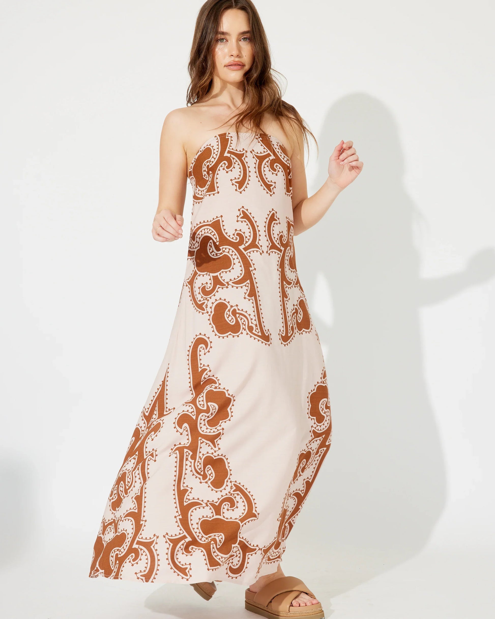 Sadie Western Strapless Maxi Dress by BTL