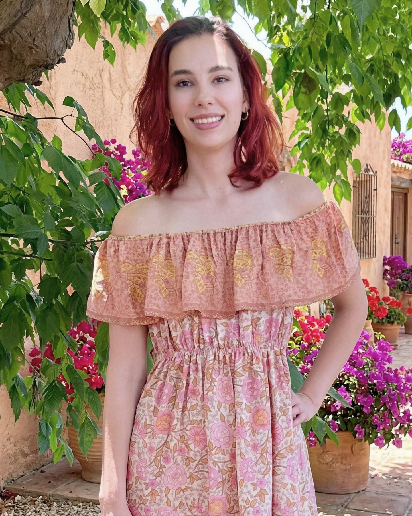 Salina OTS Boho Floral Maxi Dress