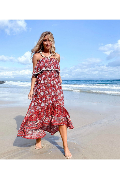 Santorini Sleeveless Maxi Dress - Morocco Print