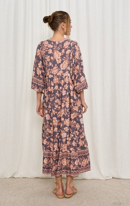 Verena Surplice Boho Midi Dress