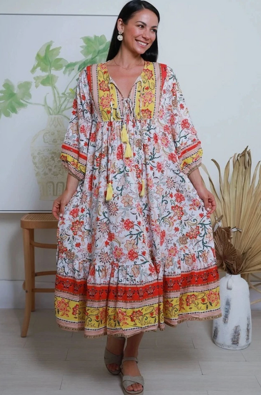 Piper Floral Folk Midi Dress 8