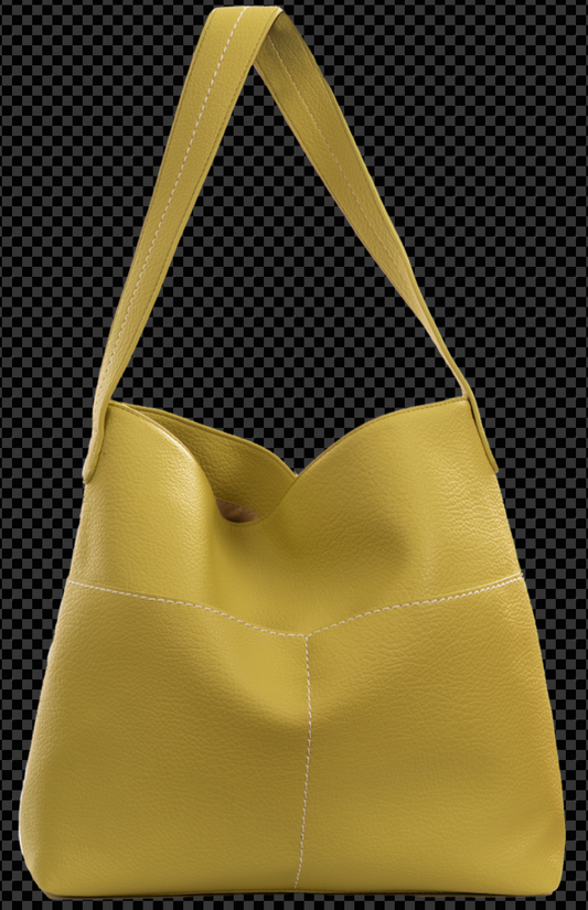 Yellow handbag on a transparent background