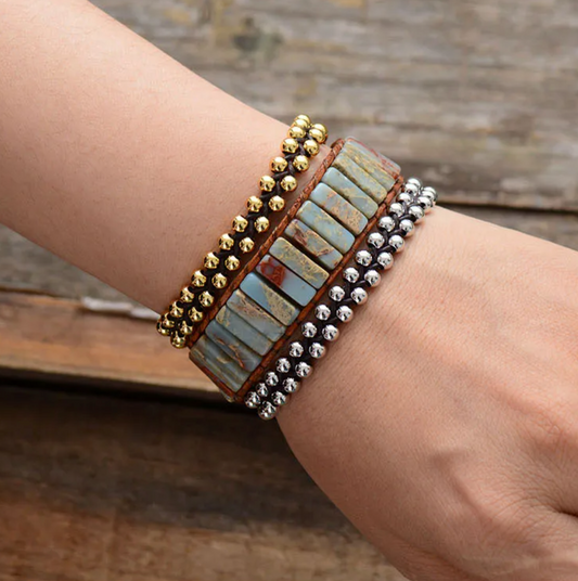 Tiger Eye & Sodalite Multi-Stone Leather Wrap Bracelet
