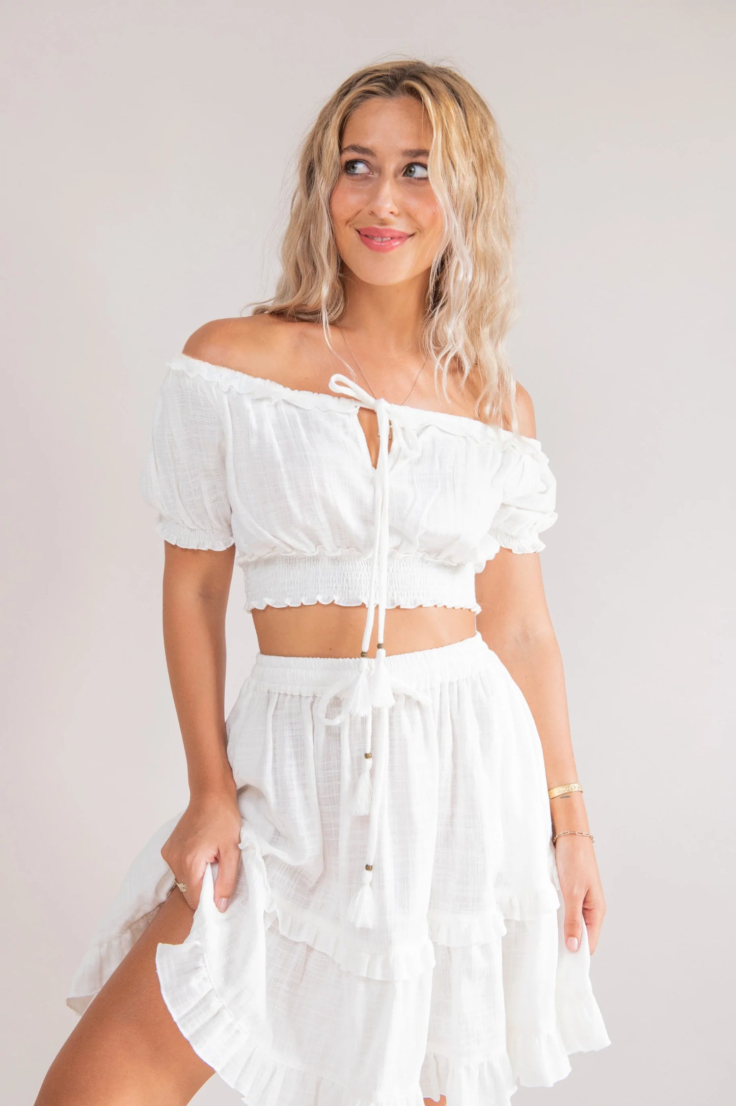 Daisy Mini Skirt - White