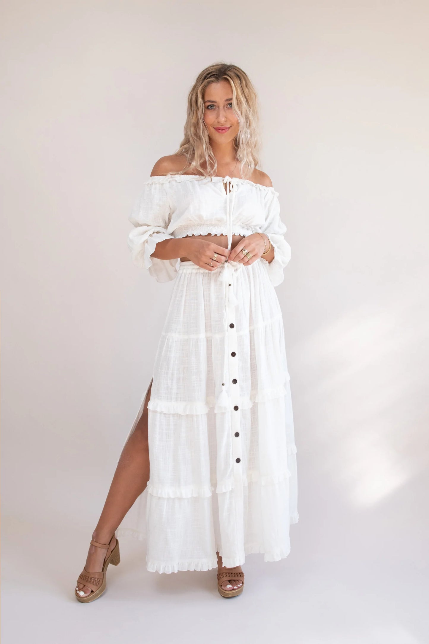 Esmeralda White Cotton Crop Top