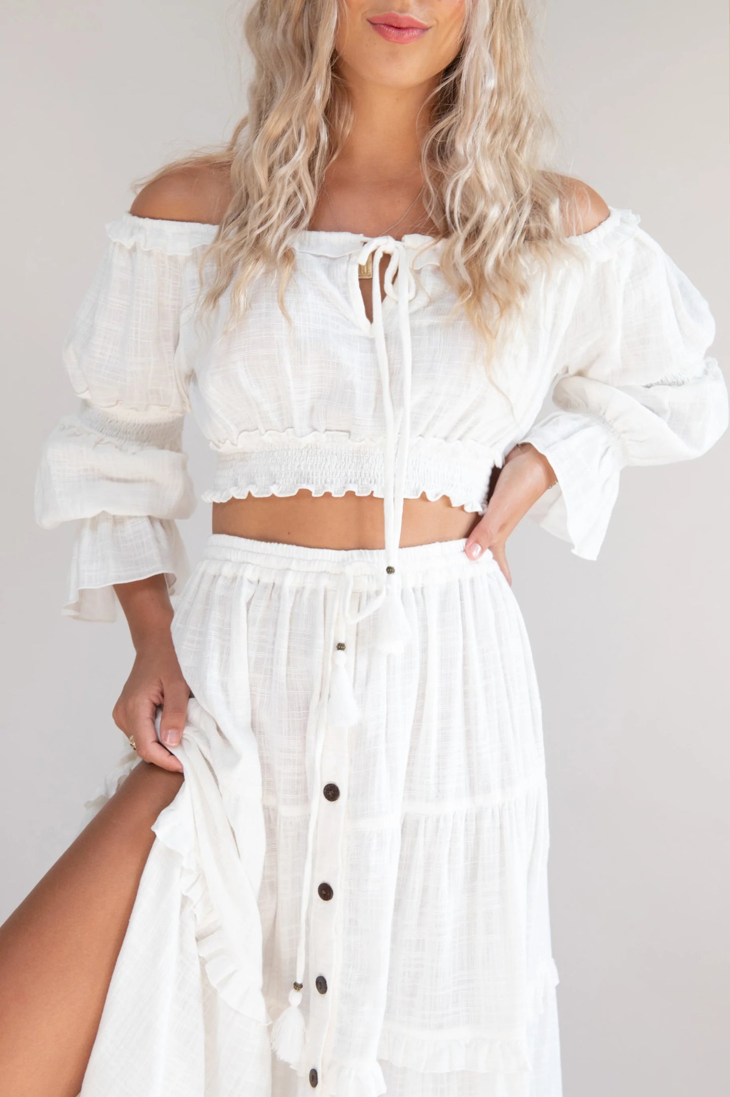 Esmeralda White Cotton Crop Top